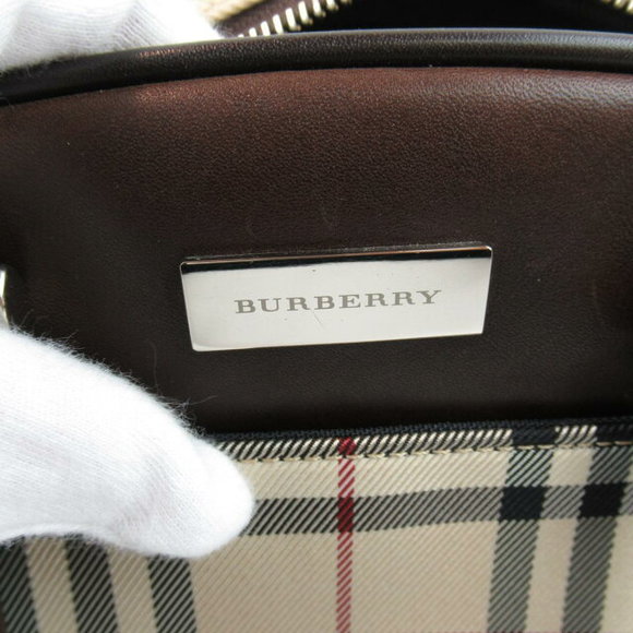 Burberry Nova Check Handbag Canvas Leather Beige Black Bag - Picture 5 of 10
